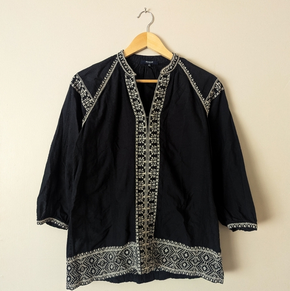 Madewell Black Embroidered Top